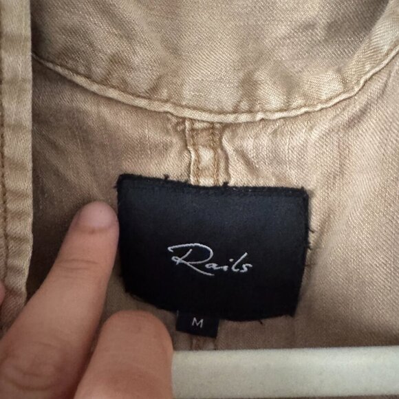 🦋 RAILS Collins Utility Military Linen Blend Zip Up Jacket Toffee Tan Medium - Picture 3 of 8